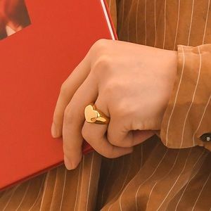 18K Gold Plated Heart Shaped Signet Ring